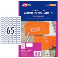 Labels 65up Inkjet Clear Box 25 Avery 936009 J8551 