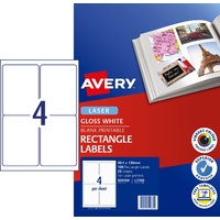 Labels  4up Laser L7769 White GLOSSY Avery 959769 - box 25 