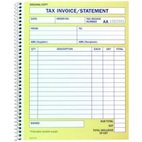 Tax Invoice Staement Books x5 Duplicate 200x250mm Spirax 500 QUARTO #56500