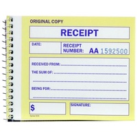 Cash Receipt Book Duplicate Carbonless Pack 5 NCR Spirax 504 #56504
