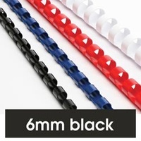 Binding Coil 21 loop Plastic  6mm Black Box 100 Rexel 45500