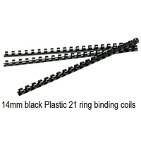 Binding Coil 21 loop Plastic 14mm Black Box 100 Fellowes 53469
