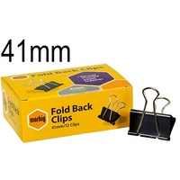  Foldback Clips 41mm box 12 Marbig 87055 Standard Office