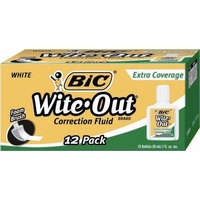 Correction Fluid Bic white EXTRA COVER box 12 Wite Out Plus 50624