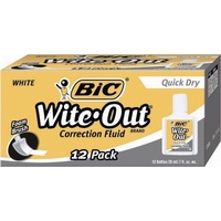 Correction Fluid Bic White 20ml box 12 50605 Quickdry 