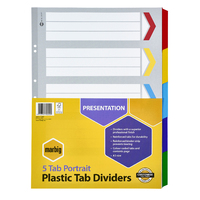 Dividers A3  5 Tabs Portrait Reinforced 38605F Marbig strong manilla board with plastic tabs