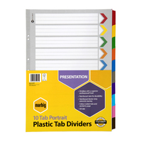 Dividers A3 10 Tabs Portrait Reinforced 38610F Marbig strong manilla board with plastic tabs