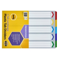 Dividers A3  5 Tabs Landscape Reinforced 38905F Marbig strong manilla board with plastic tabs