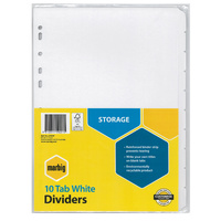 Dividers A4 10 tab Manilla White 37400F Marbig reinforced strip 