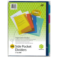 Dividers A4  5 Tab side Pocket 35070 PP Insertable Marbig 
