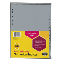 Dividers Numerical A4 1-100 Marbig 35170 Grey Printed Tabs 