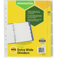 Dividers A4 5 Tab Marbig Insertable Manilla Extra Wide Clear Tabs 37650F