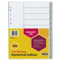 Dividers A4 PP 1-10 Grey 35120 - set 10 Marbig Numerical 