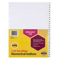 Dividers Numerical A4 1-54 Marbig 35141 White polypropylene