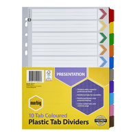 Dividers A4 10 Tab Marbig 35017 Reinforced Board Plastic Tab Coloured Dividers 