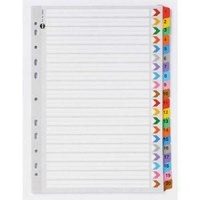 Dividers Marbig Board with Plastic Tab Coloured A4 Board 1-20 Reinforced Tab 35023 - set 20 