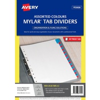 Dividers A-Z Avery 85742 White Red and Blue Mylar Tabs A4 