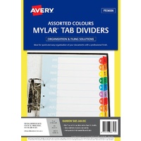 Dividers A4 Avery Mylar White Jan to Dec Index Rip Proof Rainbow Tabs 88713