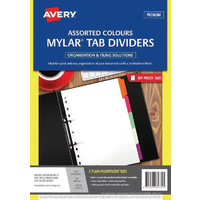 Dividers A4 5 tab Mylar White Rip Proof Plain Fluoro Tabs 85732 Avery 