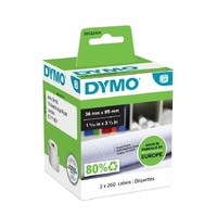 LabelWriter 36x89mm WHITE Dymo  2 rolls #S0722400 Large Address 99012 (520 labels 260 per ROLL)