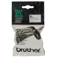 M-K221 P-touch 9mm Black On White Brother MK221 Non-Laminated Tapes - each 