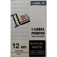 Labeller tape Casio 12mm Black on White 8 metre Casio