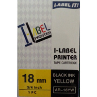 Labeller tape Casio 18mm Black on Yellow Casio XR18YW - each 