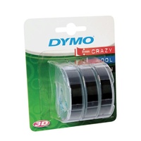 Dymo Embossing Tape 9mm x 3m BLACK Pack 3 #1741670