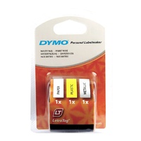 Dymo LetraTag 12mm Starter kit 3 rolls Paper Plastic Metal SD91240 
