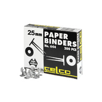 Paper Binders steel 25mm 644 box 200 Split pin fasteners Celco 0006446