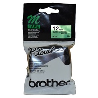 Brother P Touch Tape M731 12mm Black on Green - each 