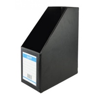 Magazine File A4 PVC 115mm Bantex Black 4013-10 - each With Interchangeable Spine Label #100550078