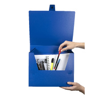 Box File A4 60mm Marbig 2009801 With Button Polyprop Flat Blue does not have clip