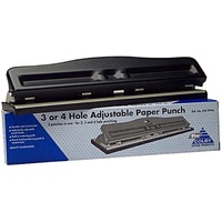 Paper Punch 3 or 4 hole   8 sheet  Paper Punch Adjustable 999A Black 