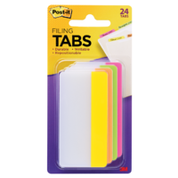Tabs Post It Durable 75mm 686-PLOY3IN pack 24 Solid Colour Pink Lime Orange Yellow