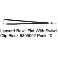 Lanyard Rexel Flat With Swivel Clip Black pack 10 9805002