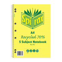 Notebook A4 5 Subject 250 Page Pack 5 815 Recycled not stocked