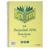 Notebook A4 Spiral 240 Page 70% Recycled Spirax 811 - pack 5 