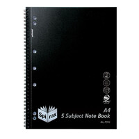 Notebook A4 5 Subject 250 page Pack 5 P596 Polyprop Spirax 4311100