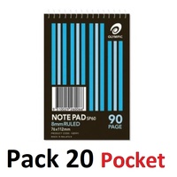 Notebook 112x77mm Pocket 560 96 page Pack 20 Spiral SP60 Tudor 142455