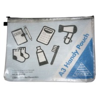 Handy Pouch A3 Colby C641A3 Black fabric-backed metal zip 330x445mm C-641A3-BLACK
