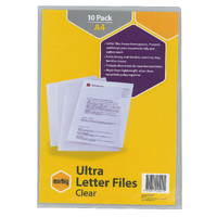 Letter File A4 Clear 180 micron pack 10 Ultra Marbig 2004212 polypropylene 