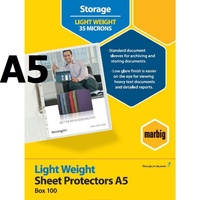Sheet Protectors A5 box 100 35 Microns 25106 Marbig Low glare Deluxe 