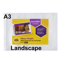 Sheet Protectors A3 Landscape  80 Micron box 100 Deluxe Heavy Duty Ultra Clear 25111 Marbig