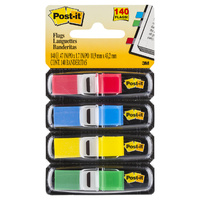 Flags Post it 683-4 4 Colours 12x45mm x140 3M Red, Blue, Yellow, Green 70071351335 