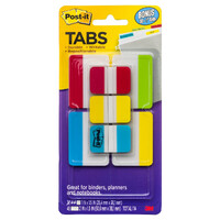 Tabs Post It Durable 50mm 686-ALYR pack 24 Solid Colour Aqua Lime Yellow Red #70005148096