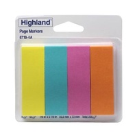 Page Markers Post-it Highland 6719 4A 22 x 73mm Assorted Bright Pack 200 3M