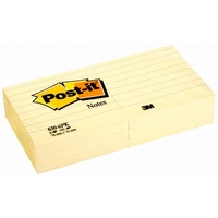Post It Note  76x76mm x6 Yellow LINED 630-6PK 3M 