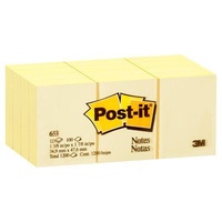Post It Note  35x48 x12 653 Canary Yellow 3M Small Original 