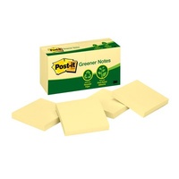  Post It Note  76x 76 Yellow 3M Recycled 654-RP Pack 12 #70005056554
